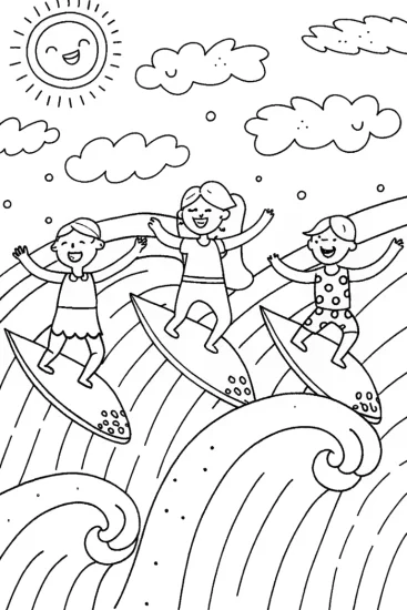 A coloring page of Rainbow High Surfing Adventure Coloring Page