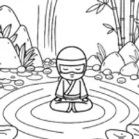 Ninja Zen Garden Retreat Coloring Page