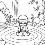 Ninja Zen Garden Retreat Coloring Page