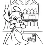Stitch’s Cozy Craft Corner Coloring Page