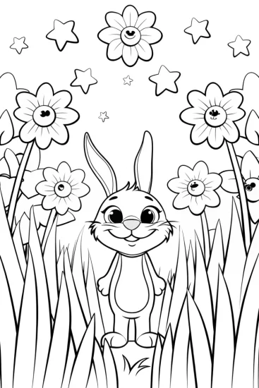 A coloring page of Banban’s Wondrous Garden Maze Adventure Coloring Page