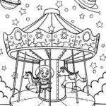 Buzz Lightyear’s Galactic Carousel Coloring Page