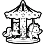 Christmas Village Carousel Coloring Page