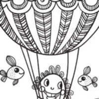 Axolotl’s Dreamy Balloon Ride Coloring Page
