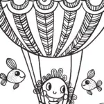 Axolotl’s Dreamy Balloon Ride Coloring Page