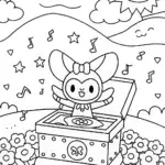 Kuromi’s Enchanted Music Box Coloring Page