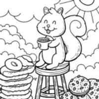 Cheerful Squirrel Cocoa Coloring Page