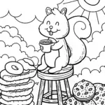 Cheerful Squirrel Cocoa Coloring Page