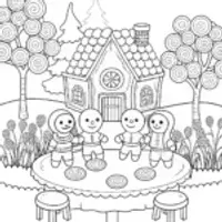 Gingerbread House Garden Party Coloring Page