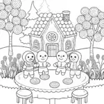 Gingerbread House Garden Party Coloring Page