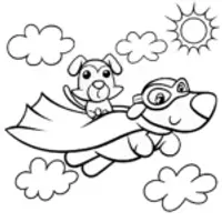 Super Pup and His Flying Sidekick Coloring Page