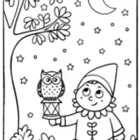 Nibbles the Gnome’s Starry Night Coloring Page