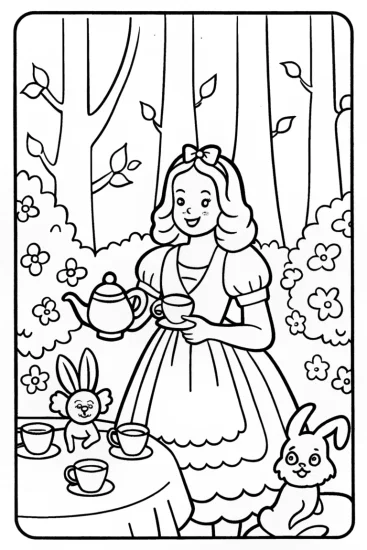 A coloring page of Barbie’s Enchanted Tea Ceremony Coloring Page