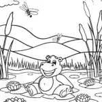 A Hippo’s Day at the Riverbank Coloring Page