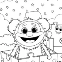 Huggy Wuggy’s Puzzle Adventure Coloring Page