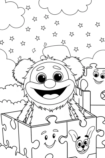 A coloring page of Huggy Wuggy’s Puzzle Adventure Coloring Page