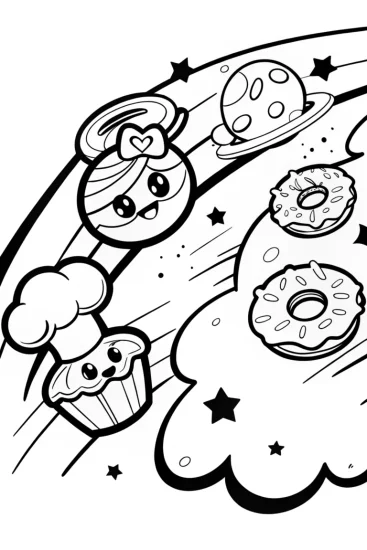 A coloring page of Shopkins Cosmic Cupcake Space Bakery Coloring Page