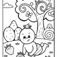 Baby’s Magical Garden Adventure Coloring Page