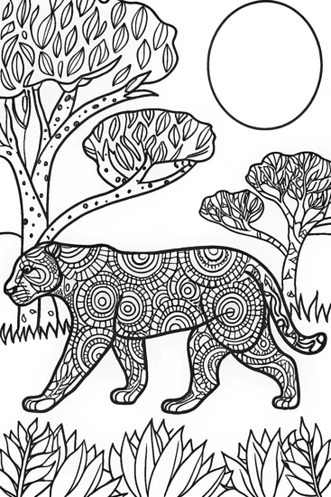 A coloring page of The Enchanted Black Panther Coloring Page