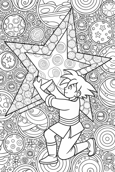 A coloring page of Goku and the Celestial Puzzle Coloring Page