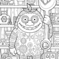 Monster in the Magical Workshop Coloring Page
