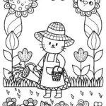 Hello Kitty’s Garden of Whimsy Coloring Page