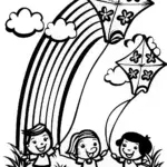 Rainbow Kite Festival Coloring Page