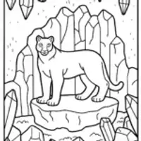 Black Panther in the Crystal Cave Coloring Page