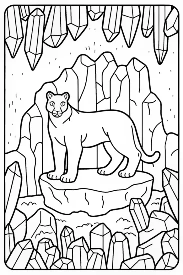 A coloring page of Black Panther in the Crystal Cave Coloring Page