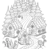 Gingerbread House Fantasy Forest Coloring Page