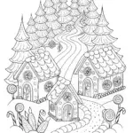 Gingerbread House Fantasy Forest Coloring Page