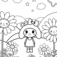 My Melody’s Magical Star Garden Coloring Page