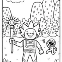 Goku’s Galactic Relay Race Coloring Page