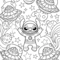 Stitch’s Galactic Adventure Coloring Page