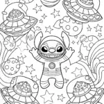 Stitch’s Galactic Adventure Coloring Page