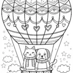 Heartfelt Adventures in the Sky Coloring Page