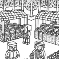 Minecraft Bazaar Adventure Coloring Page