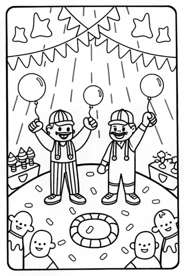 A coloring page of Mario and Luigi’s Tournament of Games Coloring Page