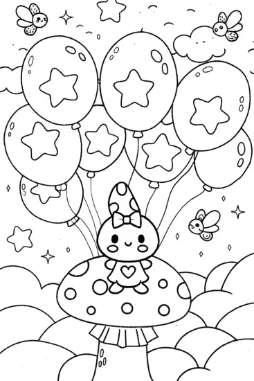 A coloring page of My Melody’s Magical Dreamscape Coloring Page