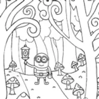 Minion in a Magical Woodland Coloring Page