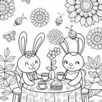 Summer Breeze Tea Party Coloring Page