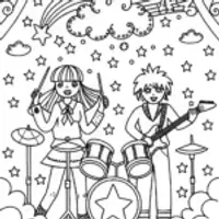Anime Band Performance Coloring Page