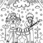 Anime Band Performance Coloring Page
