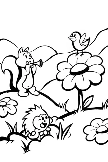 A coloring page of Rainbow Friends Concert Coloring Page