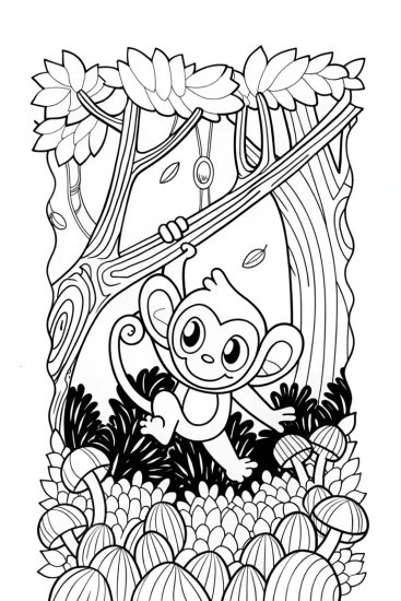 A coloring page of Grookey’s Fruit Gathering Adventure