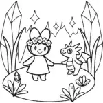 Kuromi’s Enchanted Crystal Cavern Coloring Page