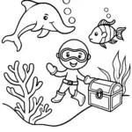 Blippi’s joyful ocean exploration coloring page