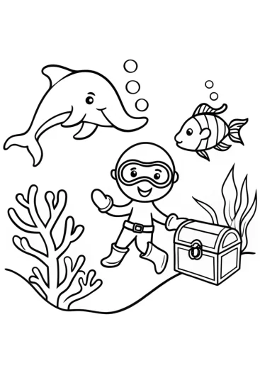 A coloring page of Blippi’s joyful ocean exploration coloring page