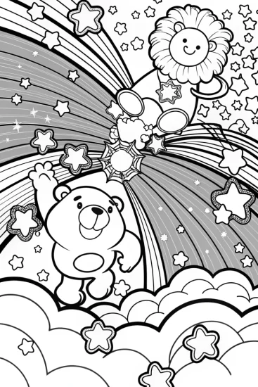 A coloring page of Care Bear’s Starry Night Adventure Coloring Page