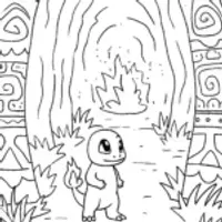 Charmander’s Candlelit Cave Adventure Coloring Page